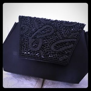 Black satin formal purse